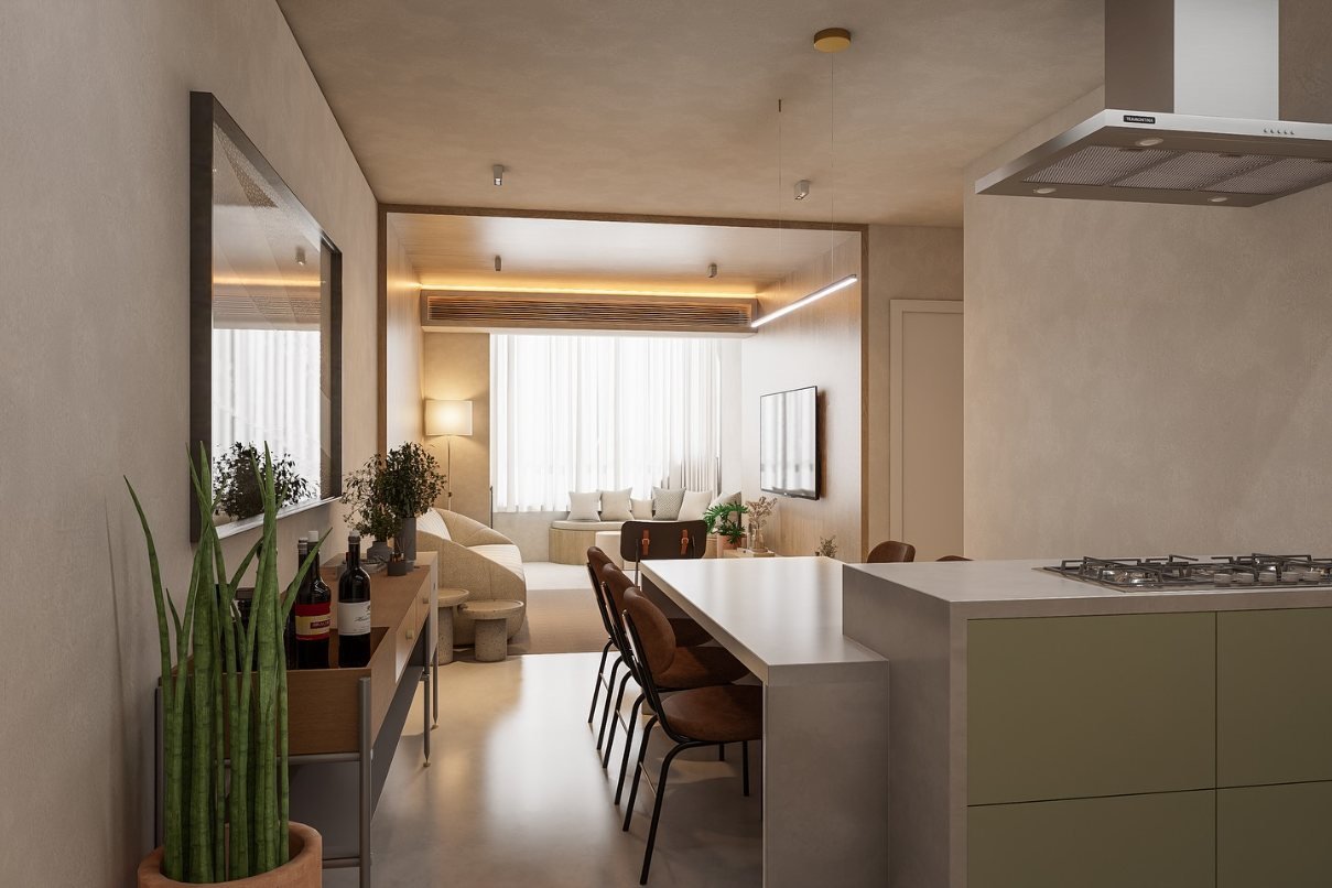 Living e cozinha do Apartamento N+C